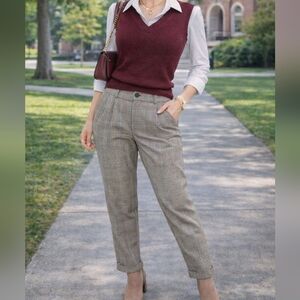 Vintage Savane Gray Plaid Cropped Pants XL 1X 34 Ish Academia Old Money